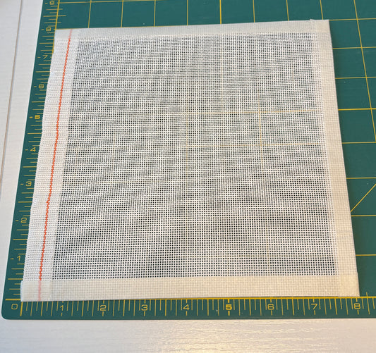 18 Mesh Orange Line Zweigart - 8" x 8" White Mono Needlepoint Canvas