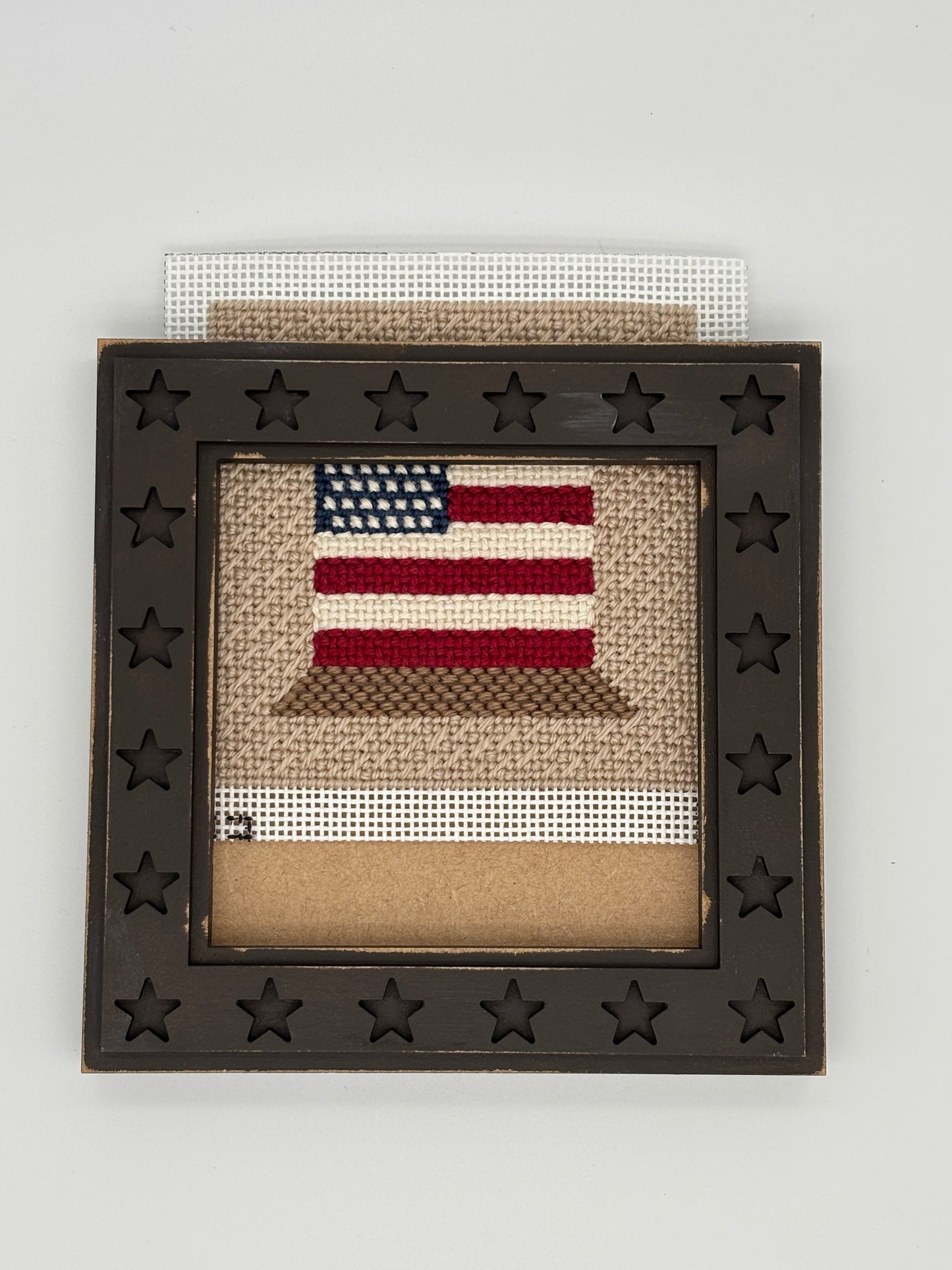 USA Flag Spool by Crafty Bluebonnet Designs - Hand-Painted Needlepoint Canvas (13 Mesh)