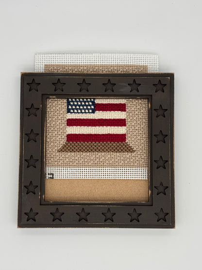 USA Flag Spool by Crafty Bluebonnet Designs - Hand-Painted Needlepoint Canvas (13 Mesh)