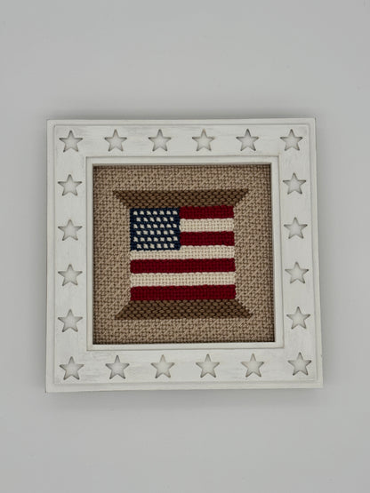 USA Flag Spool by Crafty Bluebonnet Designs - Hand-Painted Needlepoint Canvas (13 Mesh)