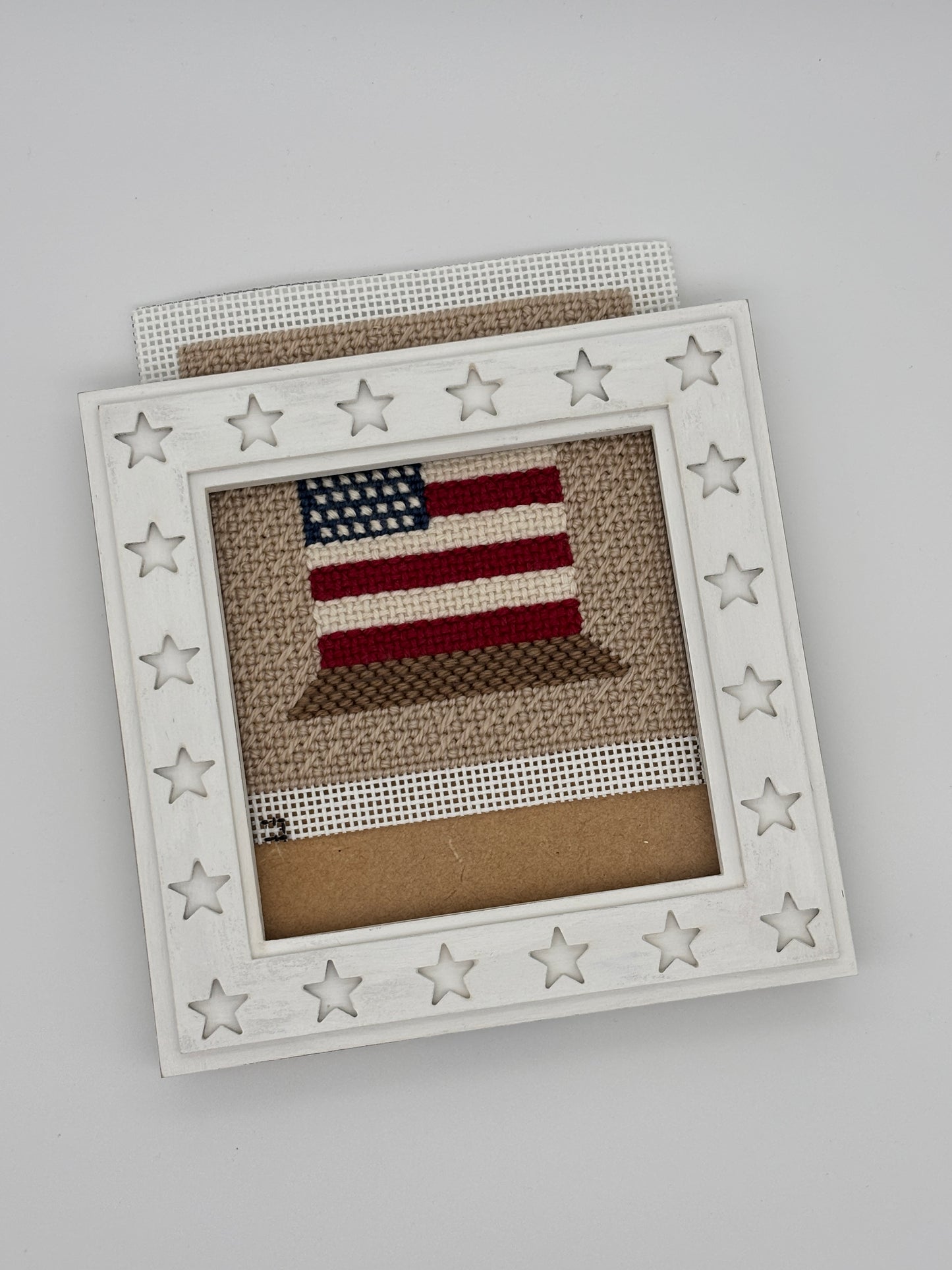 USA Flag Spool by Crafty Bluebonnet Designs - Hand-Painted Needlepoint Canvas (13 Mesh)