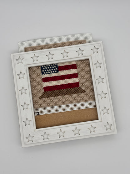 USA Flag Spool by Crafty Bluebonnet Designs - Hand-Painted Needlepoint Canvas (13 Mesh)