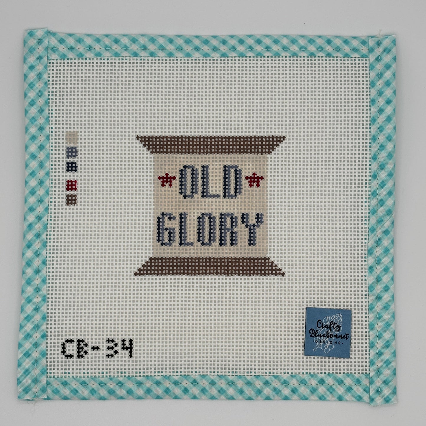 Old Glory Spool by Crafty Bluebonnet Designs - Hand-Painted Needlepoint Canvas (13 Mesh)