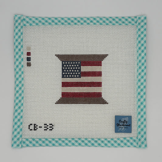 USA Flag Spool by Crafty Bluebonnet Designs - Hand-Painted Needlepoint Canvas (13 Mesh)